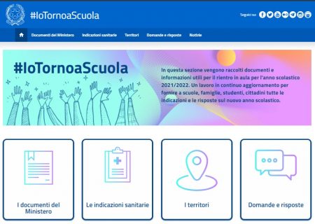 #IoTornoaScuola, sekcia webovej stránky ministerstva venovaná septembrovému návratu do triedy je online