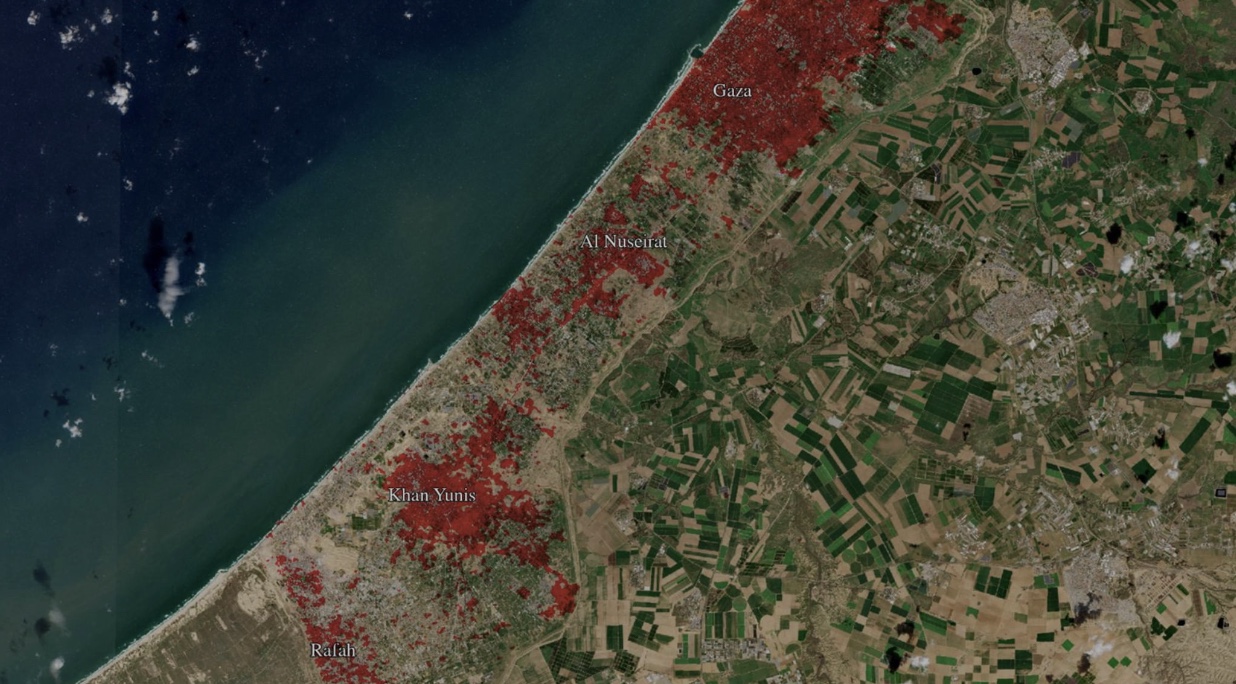 Gazan rannikkoa päin oleva liikkuva satama Palestiinan väestön auttamiseksi